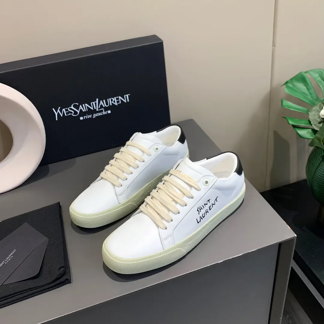 Saint Laurent Court Classic Sl/06 Embroidered Sneakers White YSL Saint Laurent Court Classic Sl/06 Embroidered Sneakers White YSL