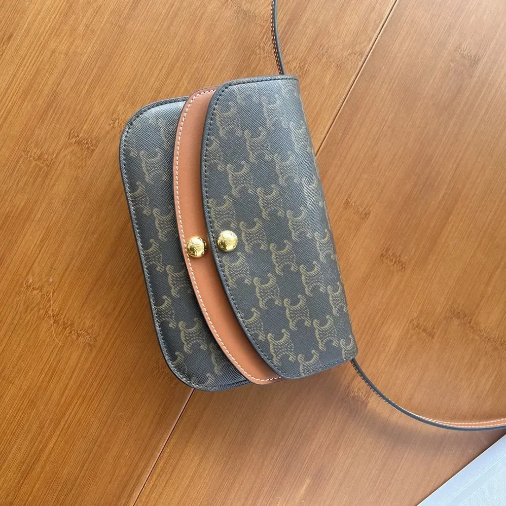Celine Duo Wallet on Strap in Triomphe Canvas and Calfskin for Women