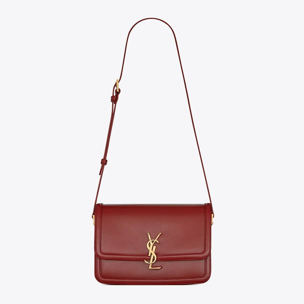 Saint Laurent YSL Solferino Medium Satchel in Box Saint Laurent Leather for Women in Maroon Saint Laurent YSL Solferino Medium Satchel in Box Saint Laurent Leather for Women in Maroon