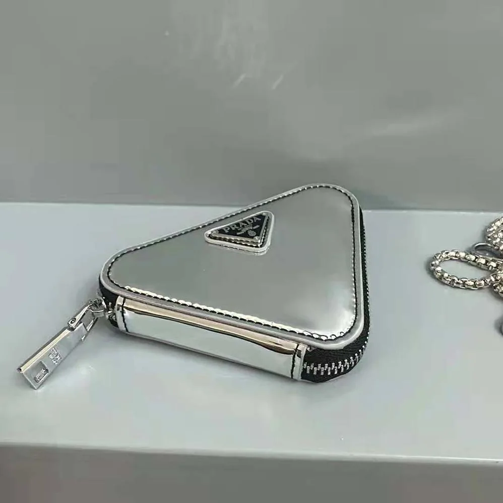 Prada Brushed Leather Mini-Pouch for Women in Silver
