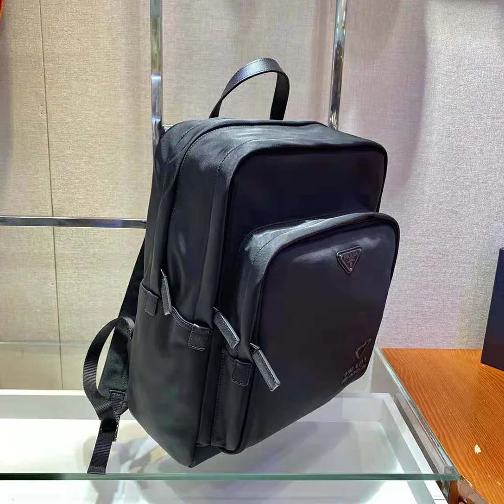 Prada Re-Nylon and Saffiano Leather Backpack for Women in Black