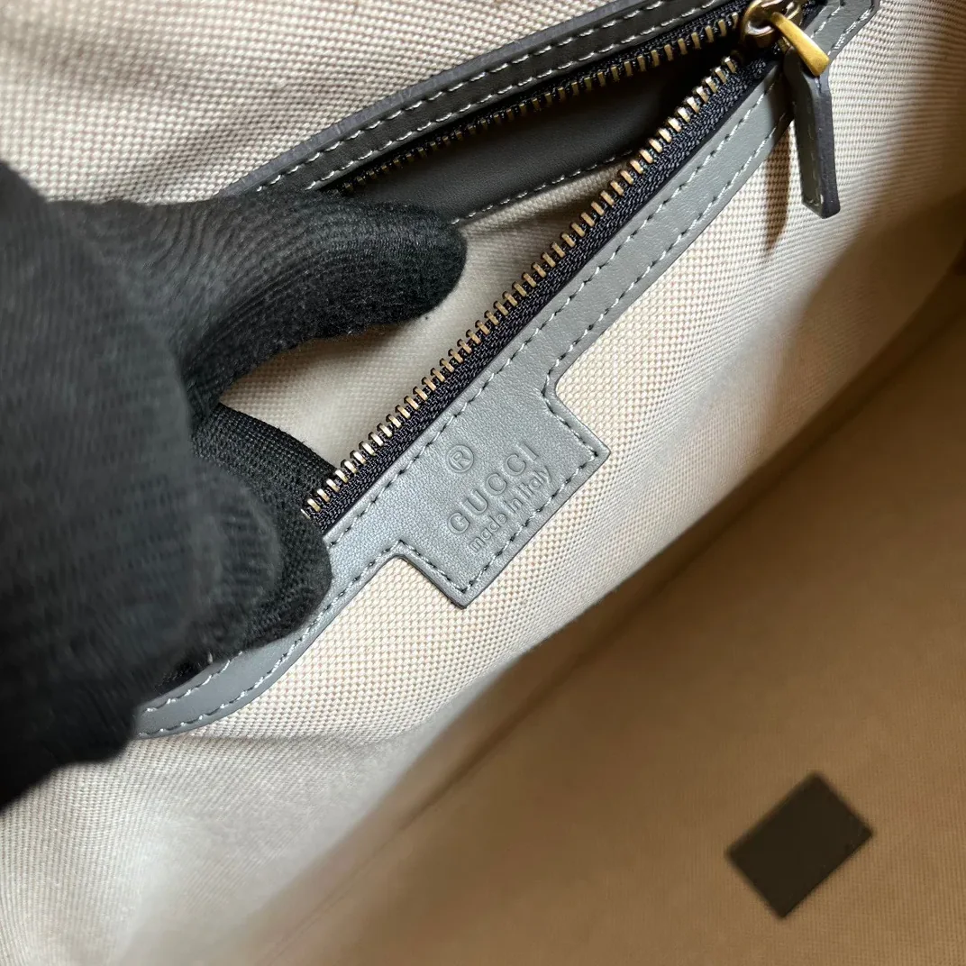 Large Bauletto Top Handle Bag With Double G White in Grey /