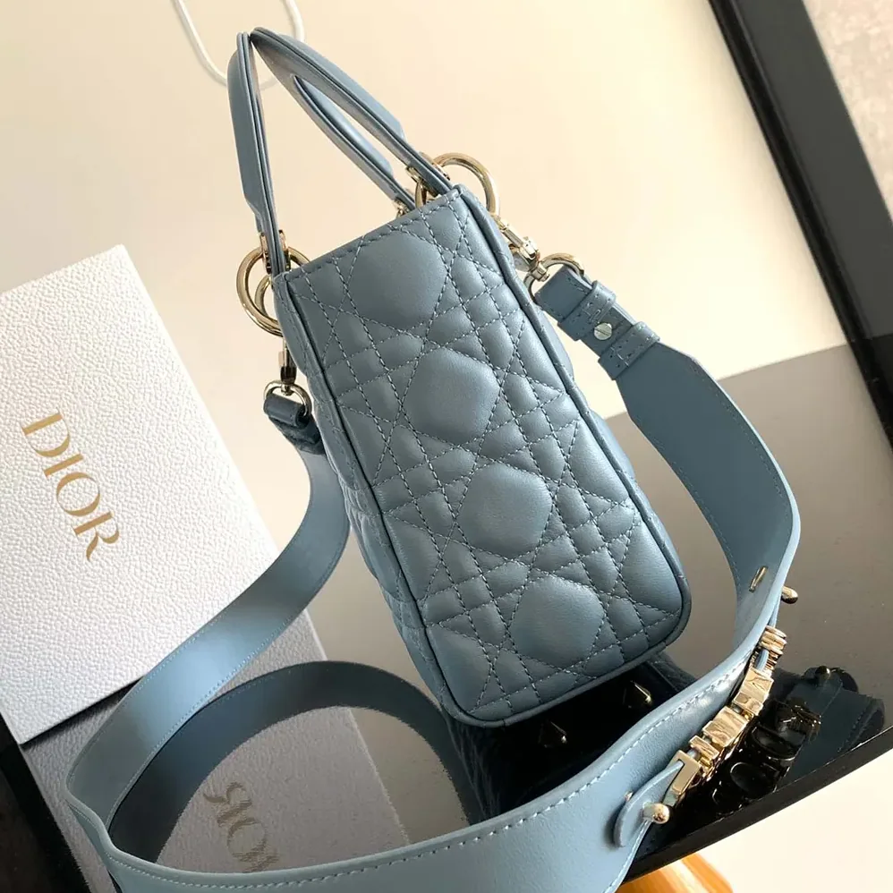 Dior Small Lady Dior My ABCDior Bag Pale Blue Cannage Lambskin for Women