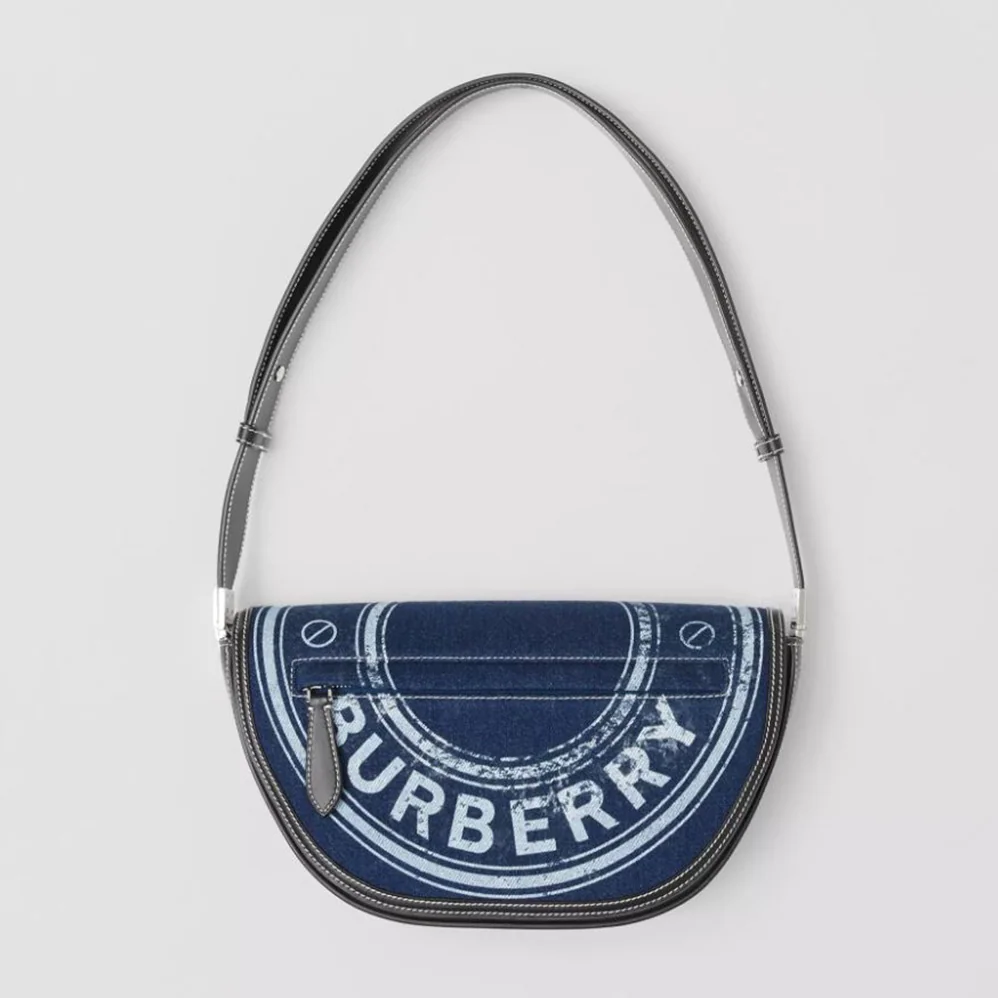 Burberry Small Logo Graphic Denim and Leather Olympia Bag for Women Burberry Small Logo Graphic Denim and Leather Olympia Bag for Women
