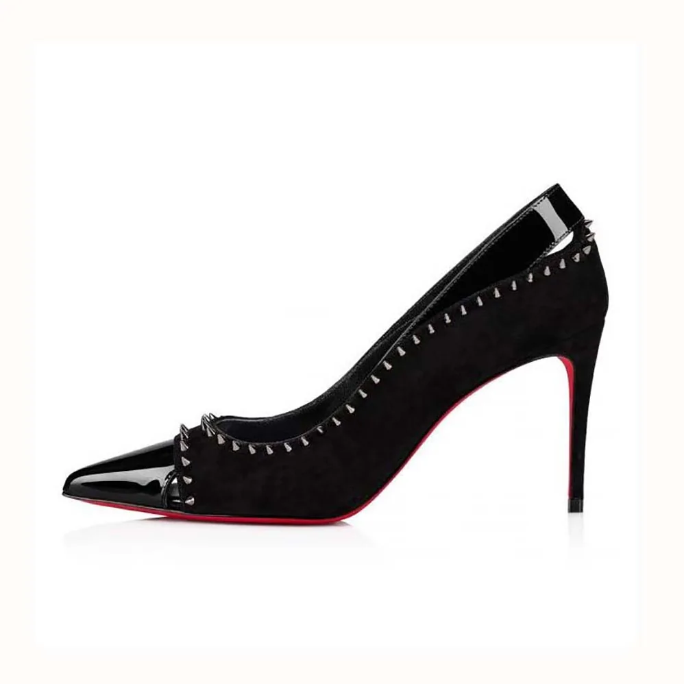 Christian Louboutin Duvette Spikes 85 mm Heel Height for Women in Black Christian Louboutin Duvette Spikes 85 mm Heel Height for Women in Black