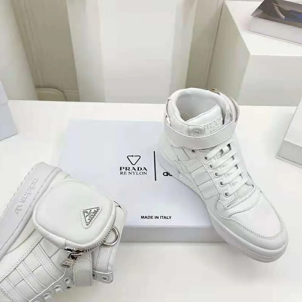 Prada Adidas for Prada Re-Nylon Forum High-Top Sneakers for Women in White