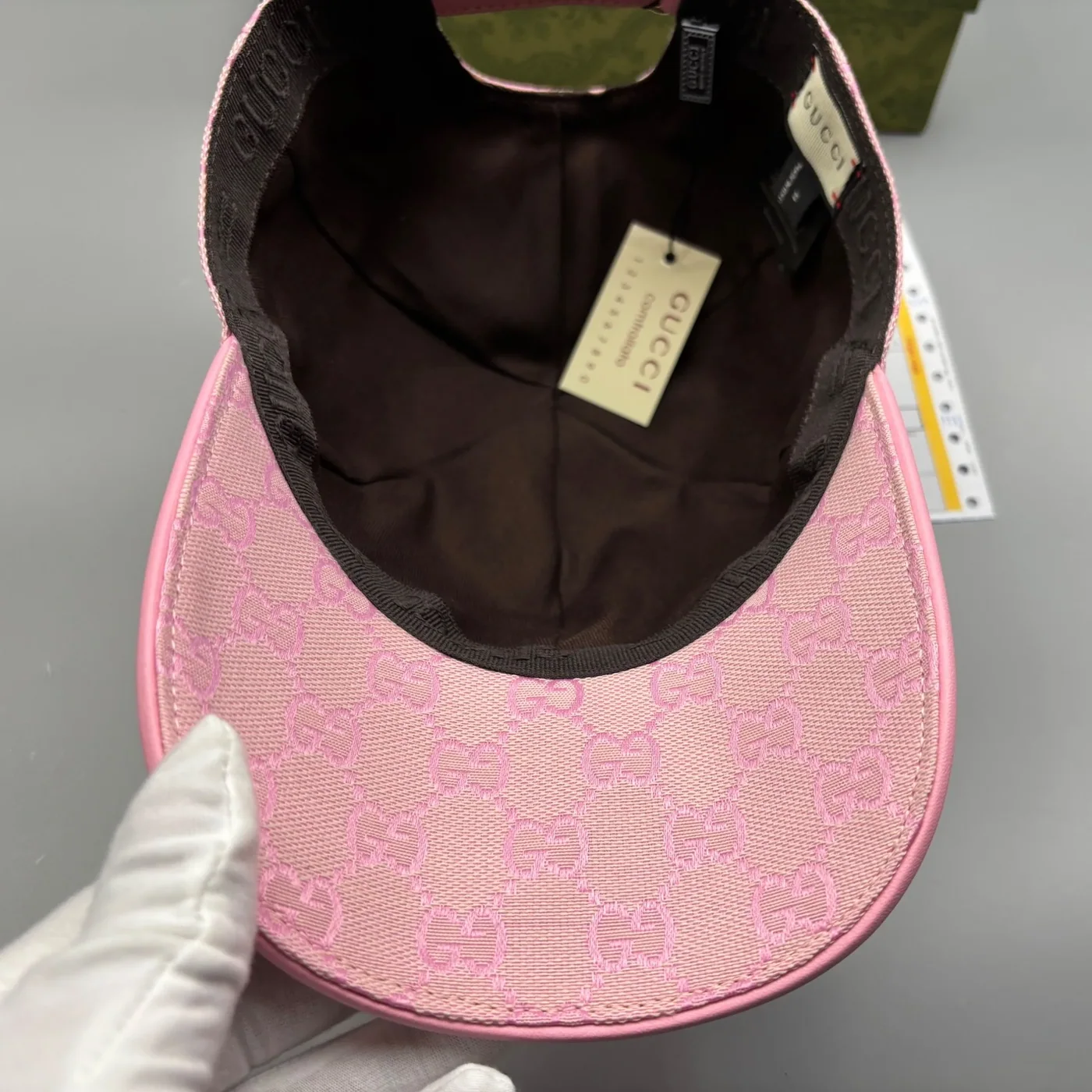 Gucci Original GG Canvas Baseball Hat With Web Pink GG Gucci Original GG Canvas Baseball Hat With Web Pink GG