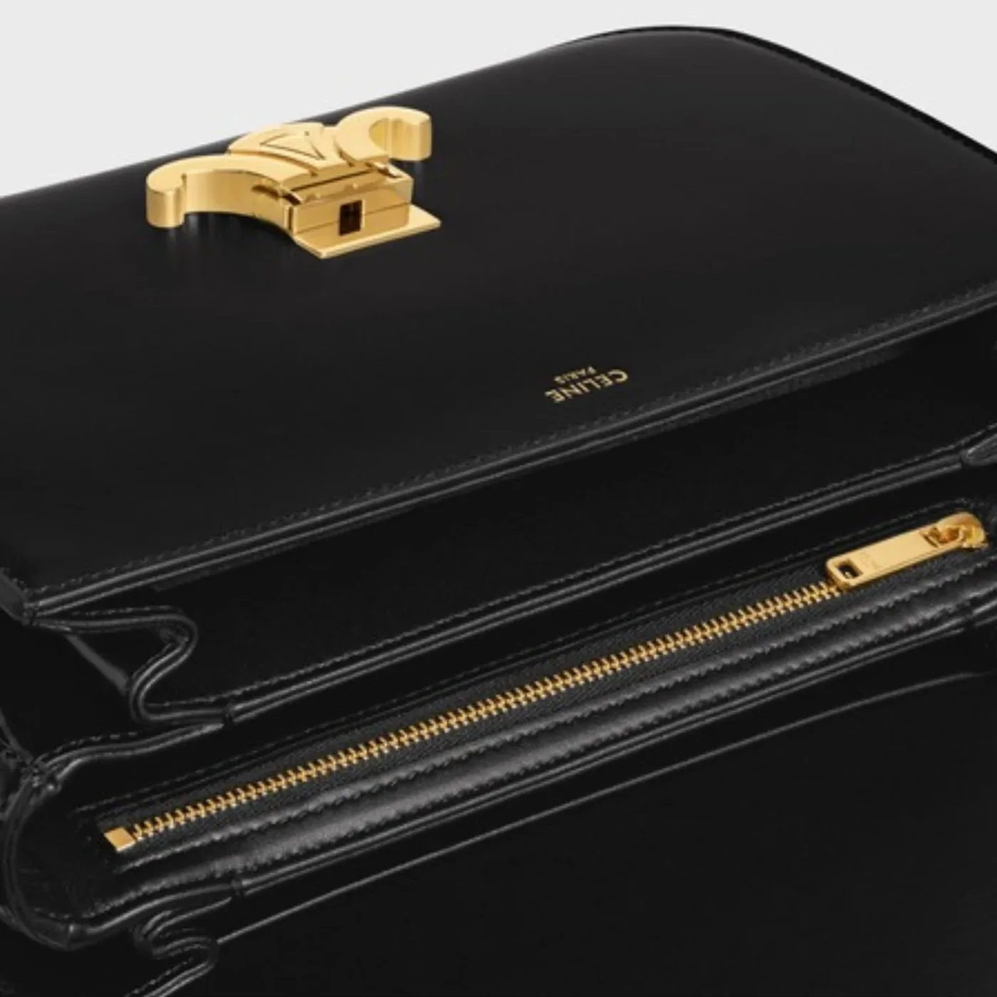 Celine Classique Triomphe Bag Black 9 Inches / - .38NO Celine Classique Triomphe Bag Black 9 Inches / - .38NO