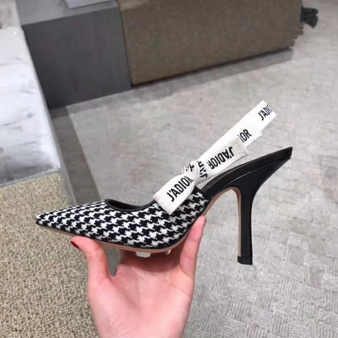 Dior Woman J'adior Wool Houndstooth Slingback Pump 10 cm Height in Black Dior Woman J'adior Wool Houndstooth Slingback Pump 10 cm Height in Black