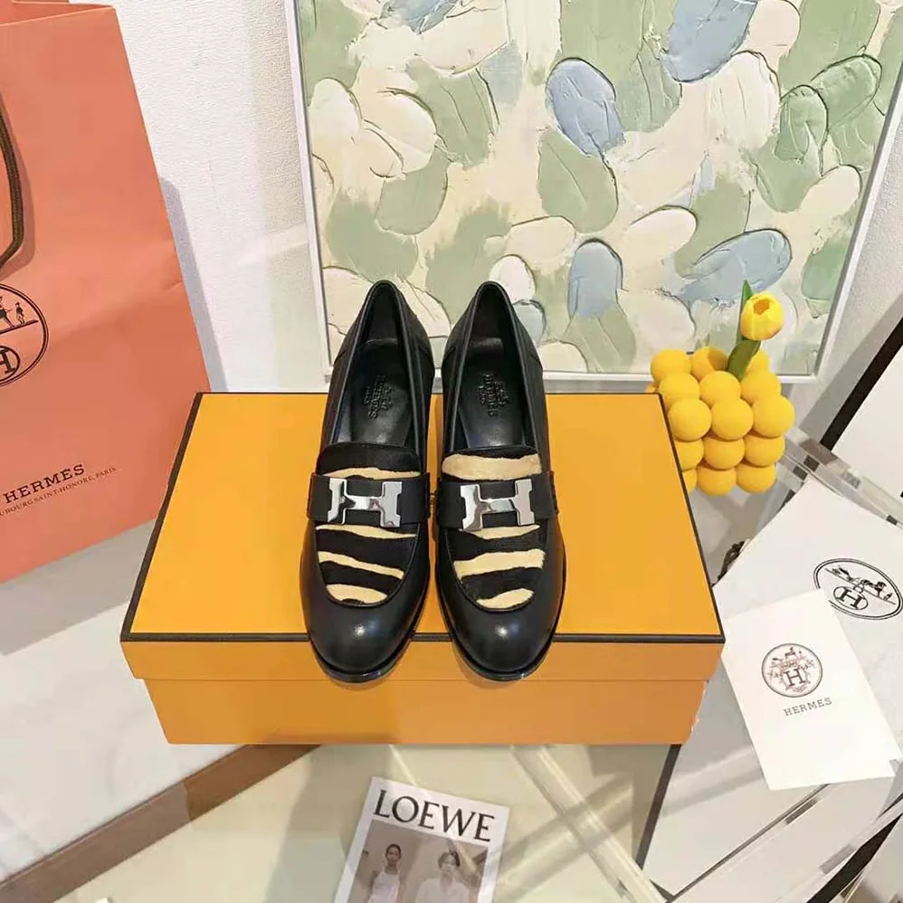 Hermes Dauphine 70 Loafer High Heel Loafer in Calfskin for Women in Black
