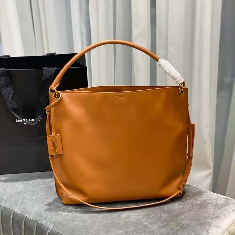 Saint Laurent YSL Tag Hobo Bag in Smooth Saddle Leather for Women