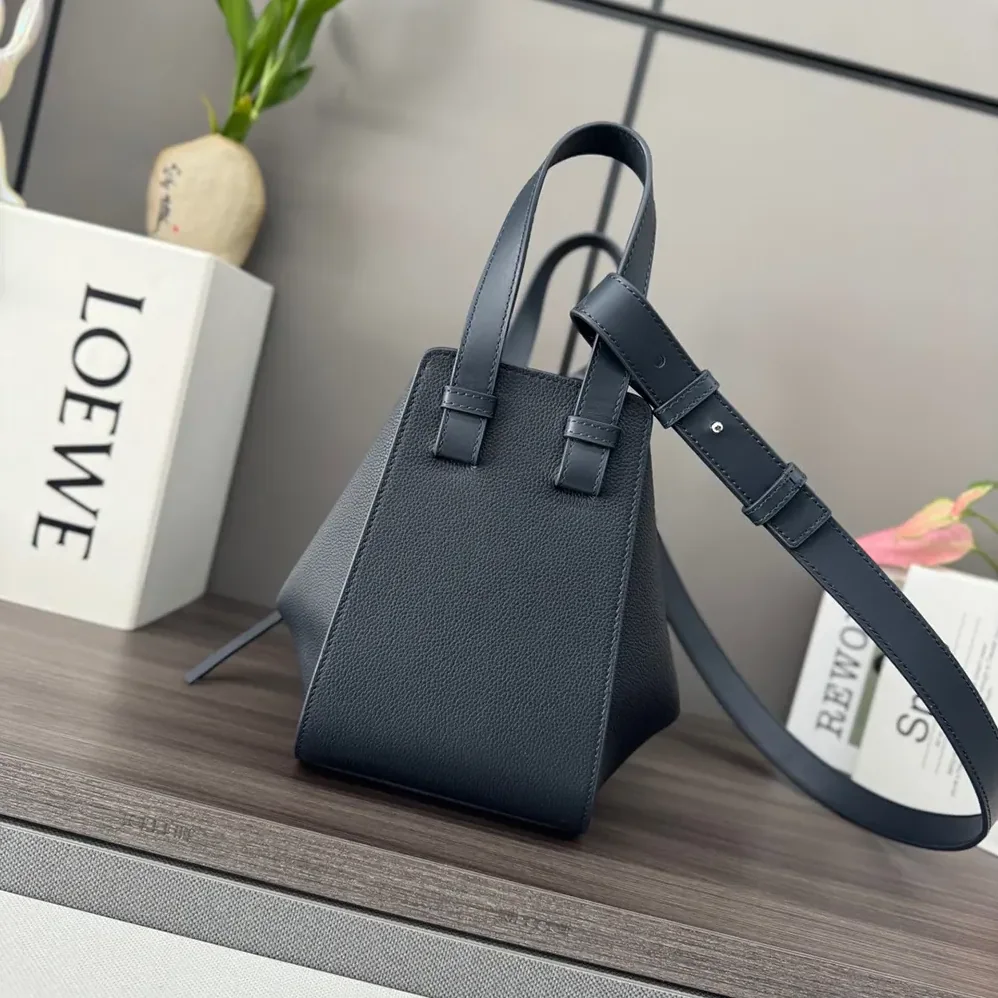 Loewe Compact Hammock Bag in Soft Grained Calfskin for Unisex in Deep Navy