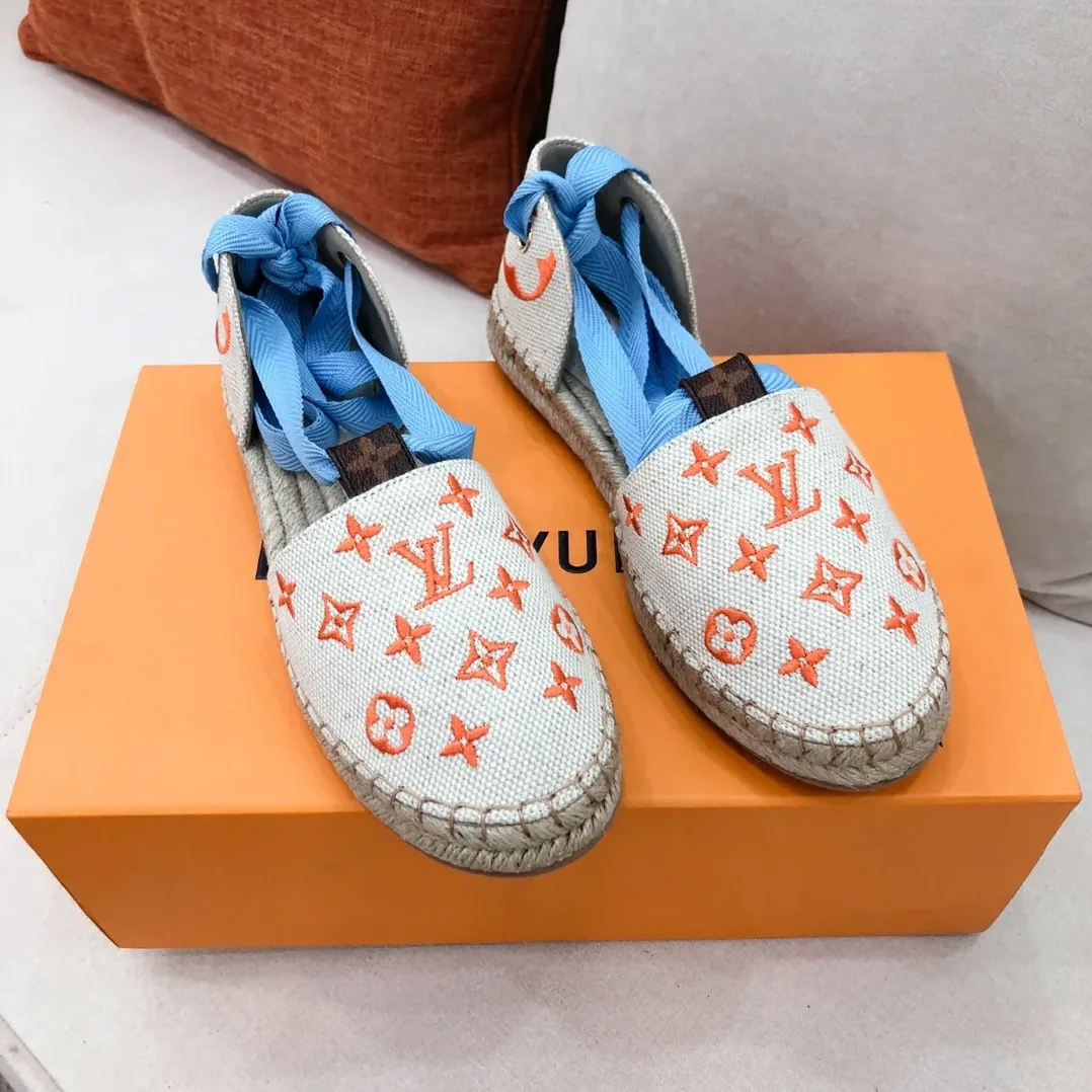 Louis Vuitton Starboard Flat Espadrille Orange for Women Louis Vuitton Starboard Flat Espadrille Orange for Women
