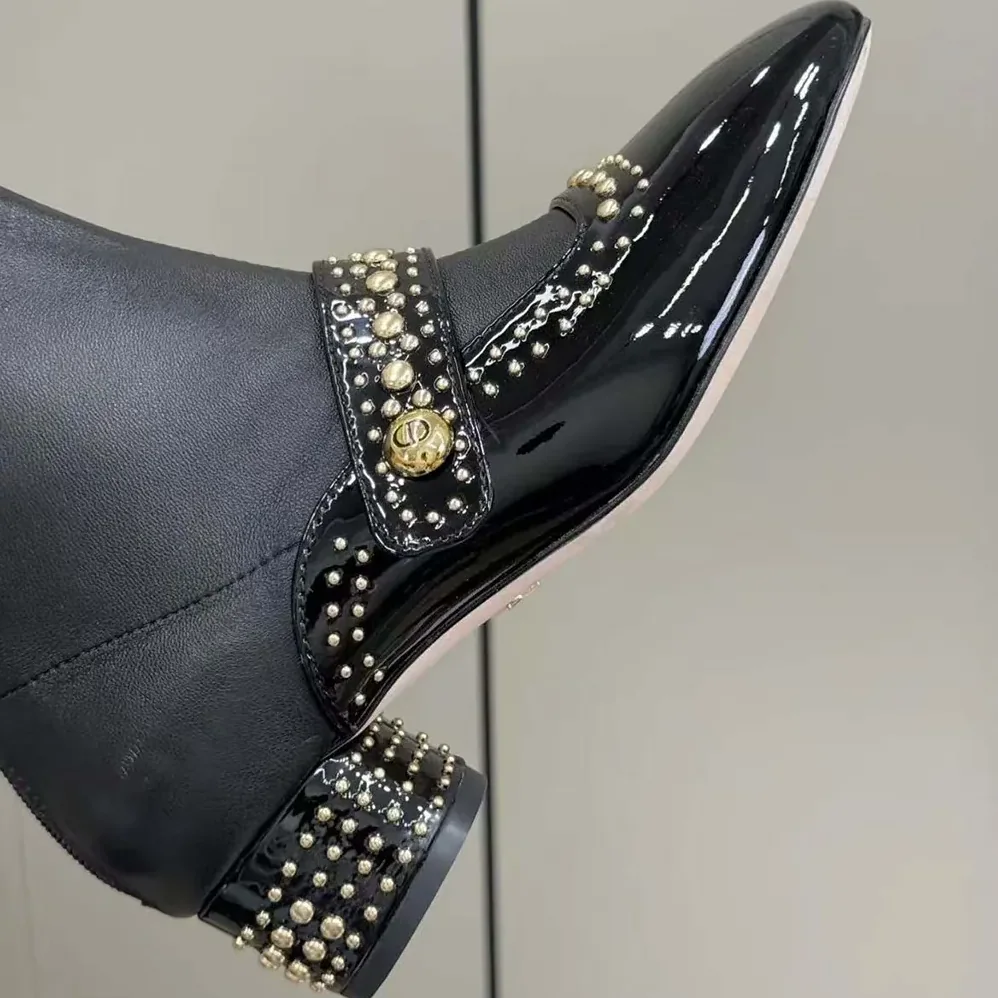 Dior Belle-D Heeled Ankle Boot Black Calfskin for Women