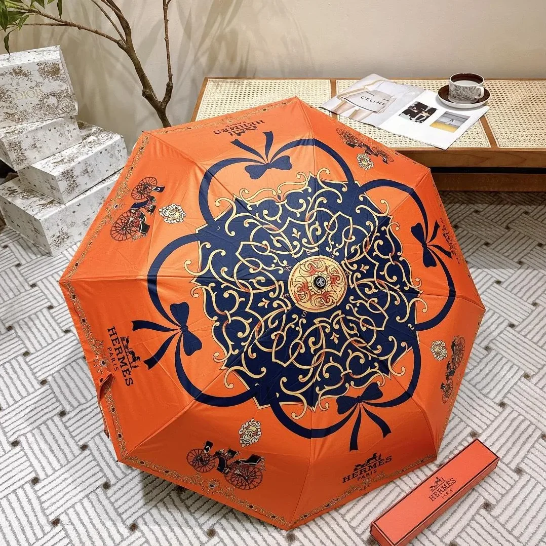 Hermes Automatic Folding Umbrella Orange Hermes Automatic Folding Umbrella Orange