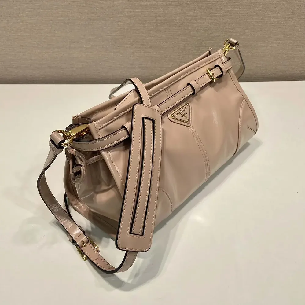 Prada Small Leather Shoulder Bag for Women in Pink