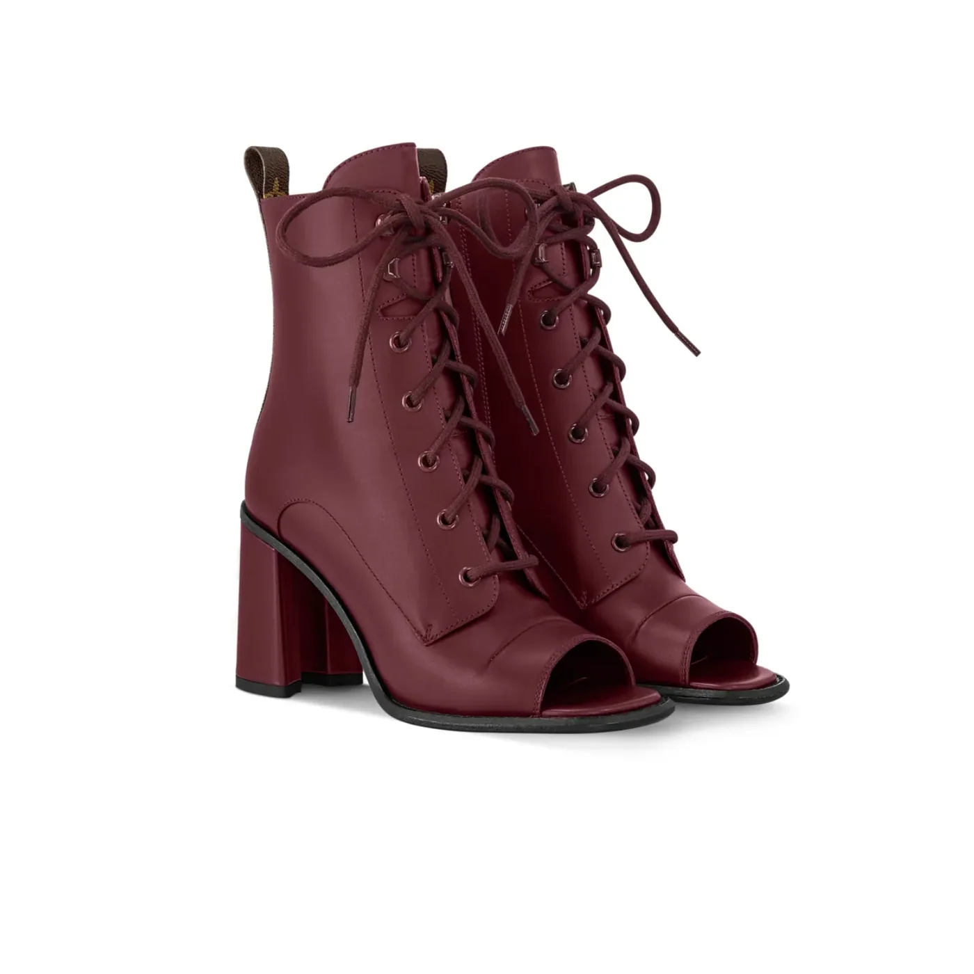 Louis Vuitton Berlin Open Toe Ankle Boots Bordeaux Red 1AICLT
