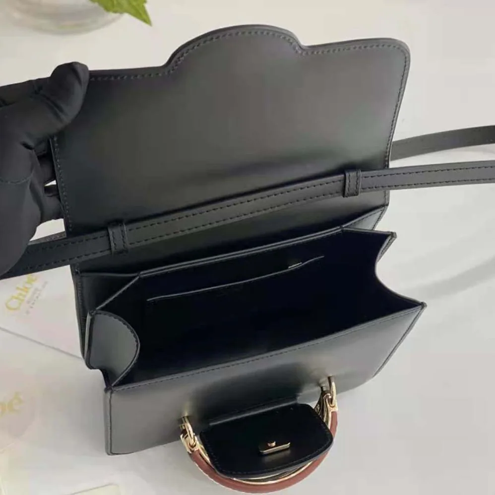 Chloe Kattie Cross-Body Bag in Shiny Calfskin for Women in Black