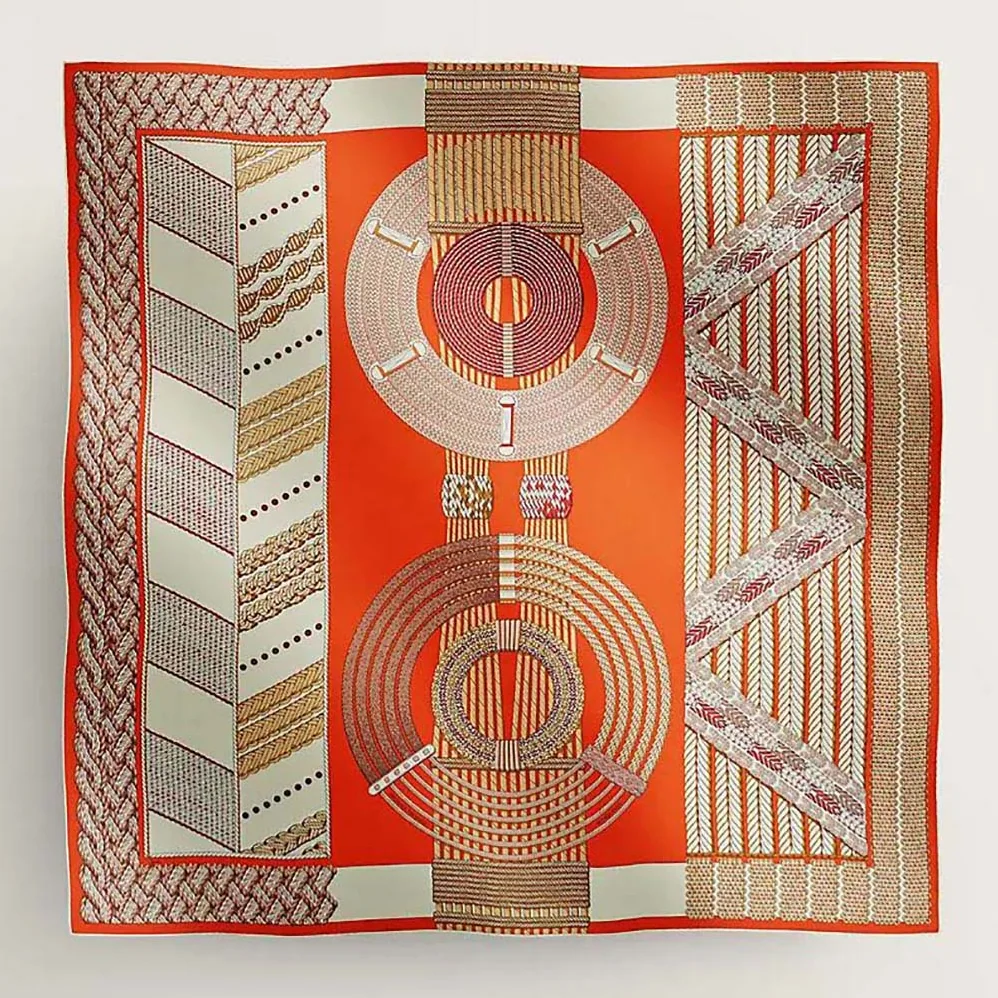 Hermes Dressage Tressage Shawl 140 for Women in Orange Hermes Dressage Tressage Shawl 140 for Women in Orange