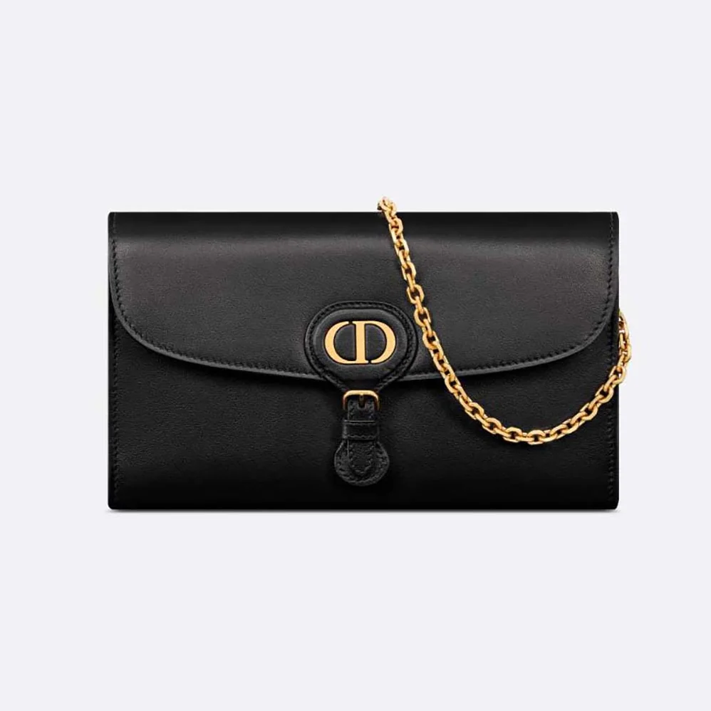 Dior Bobby East-west Pouch with Chain Black Smooth Calfskin for Women