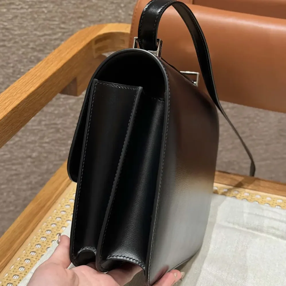 Hermes Constance 24 Bag Box Leather for Women in Black/Silver Hermes Constance 24 Bag Box Leather for Women in Black/Silver