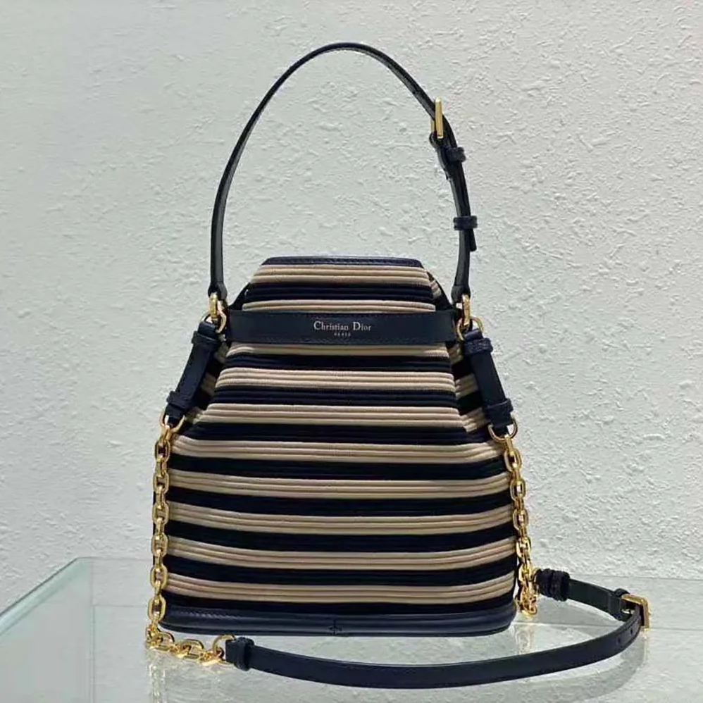 Dior Medium C'est Dior Bag Natural and Denim Blue Marinière Raffia for Women