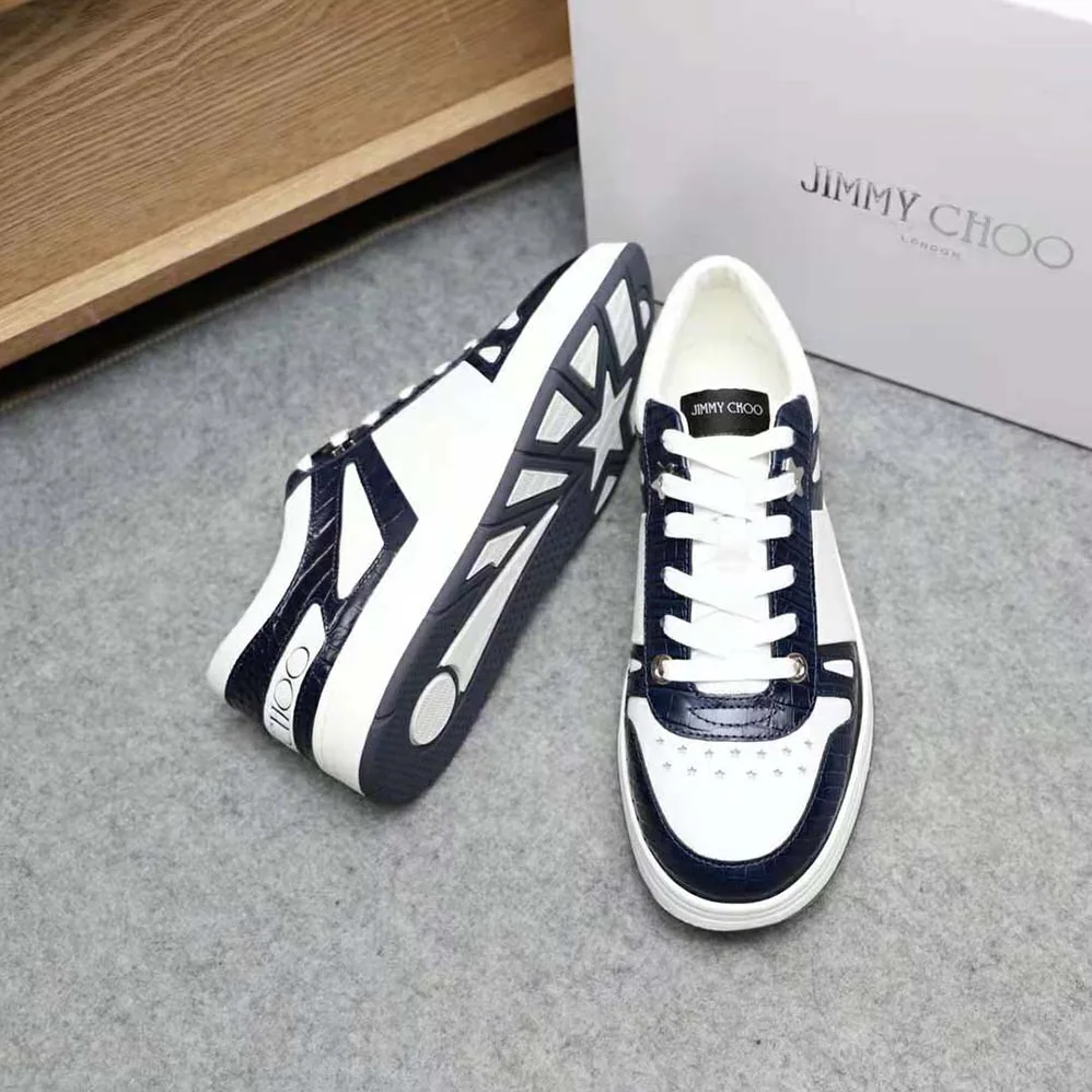 Jimmy Choo Hawaii/M Marine Croc-Embossed Leather and White Calf Leather Low Top Trainers for Men Jimmy Choo Hawaii/M Marine Croc-Embossed Leather and White Calf Leather Low Top Trainers for Men