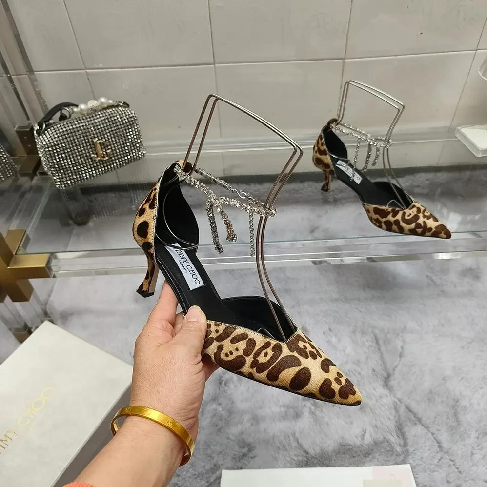 Jimmy Choo Stevie 50 Natural Leopard Print Pony Pumps for Women