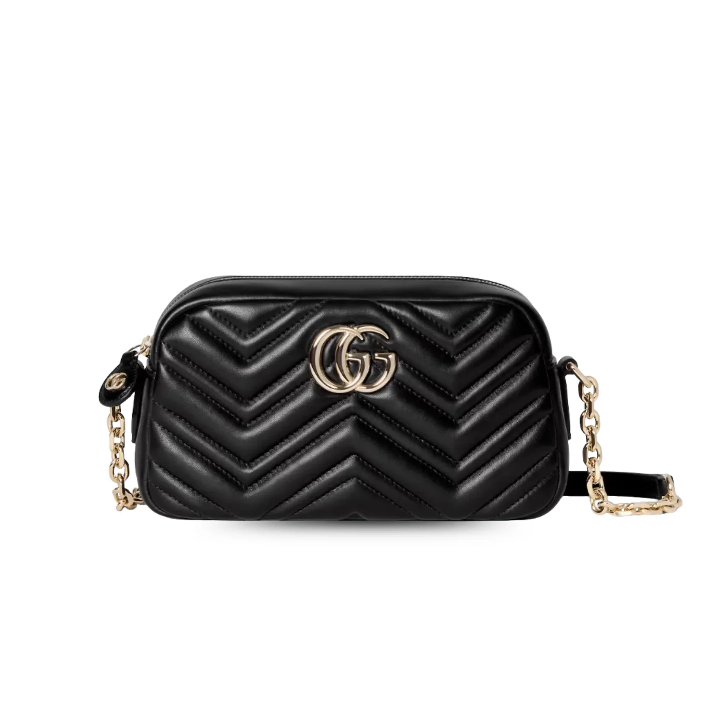 Gucci Marmont Camera Small Shoulder Bag in Black Gold Hardware