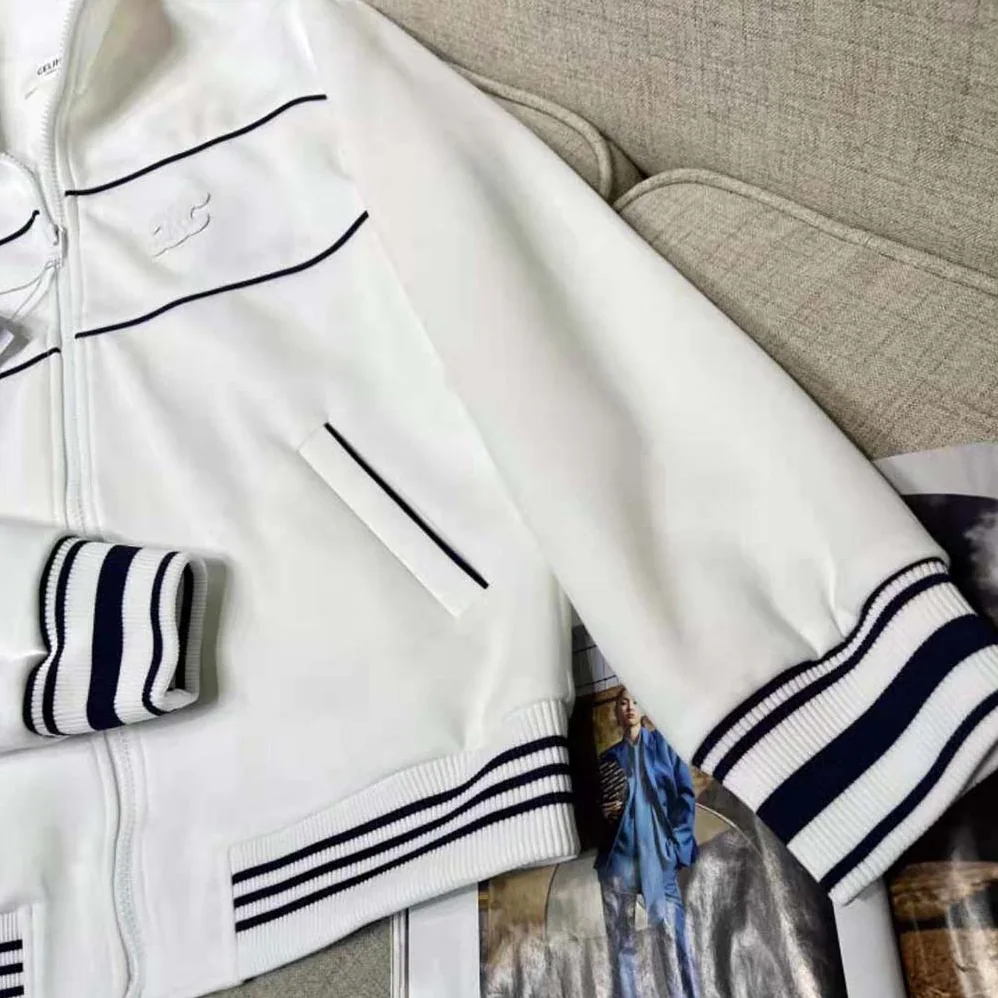 Celine Tracksuit Jacket in Double Face Jersey for Women in White