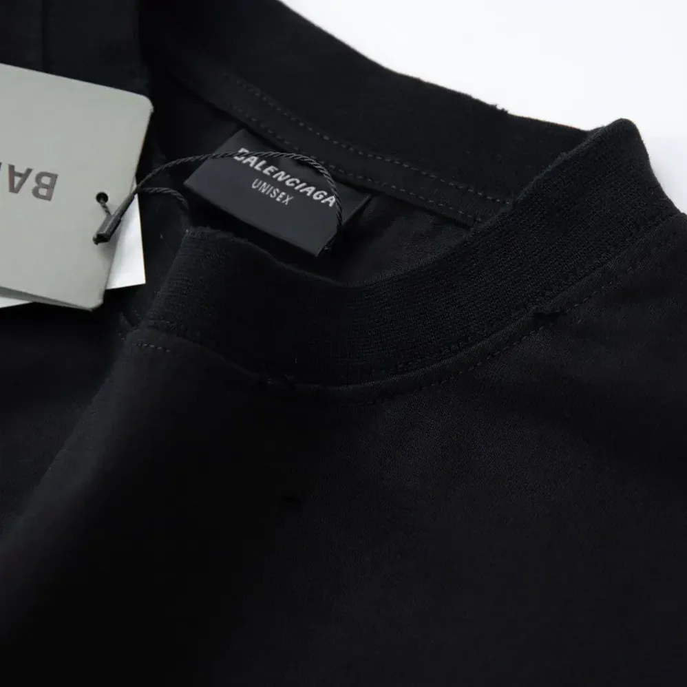 Balenciaga Lo_ve T-Shirt Medium Fit Black and Dark Grey Vintage Jersey for Men