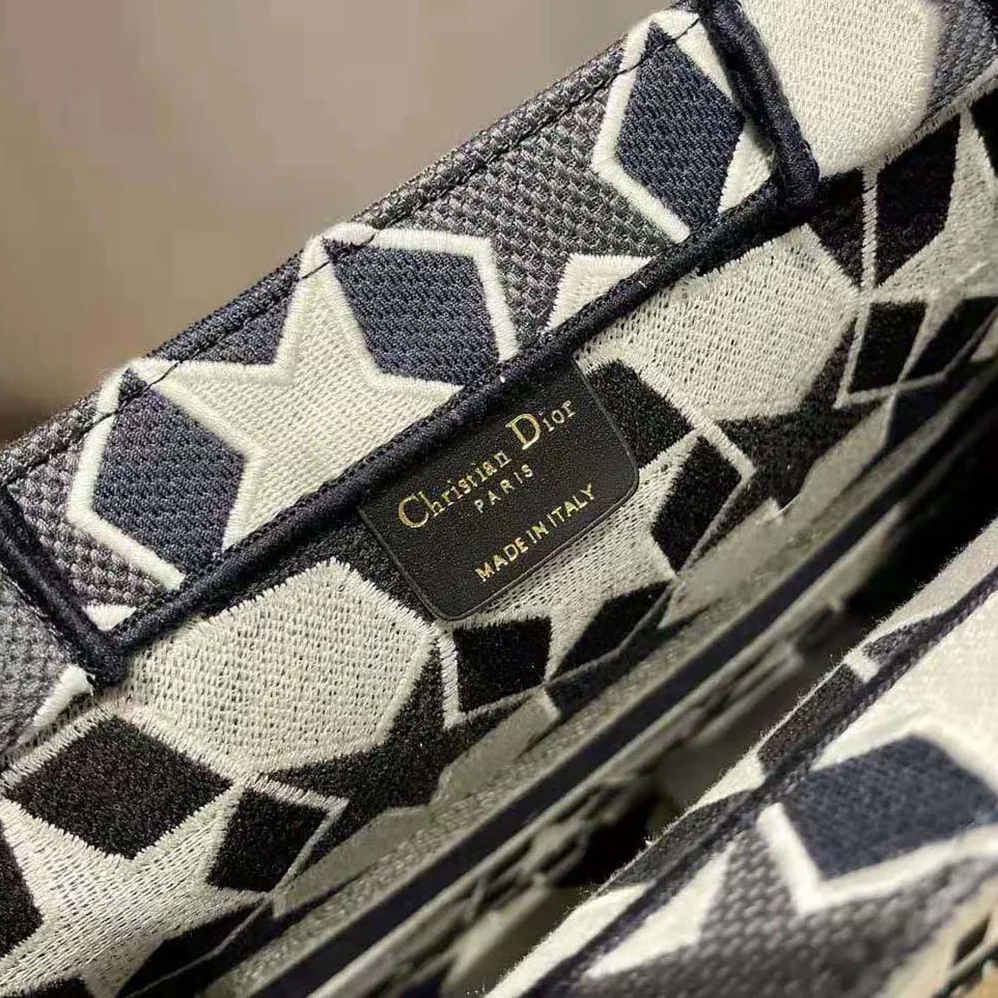 Dior Large Dior Book Tote Blue and White Dior Etoile Embroidery for Women Dior Large Dior Book Tote Blue and White Dior Etoile Embroidery for Women