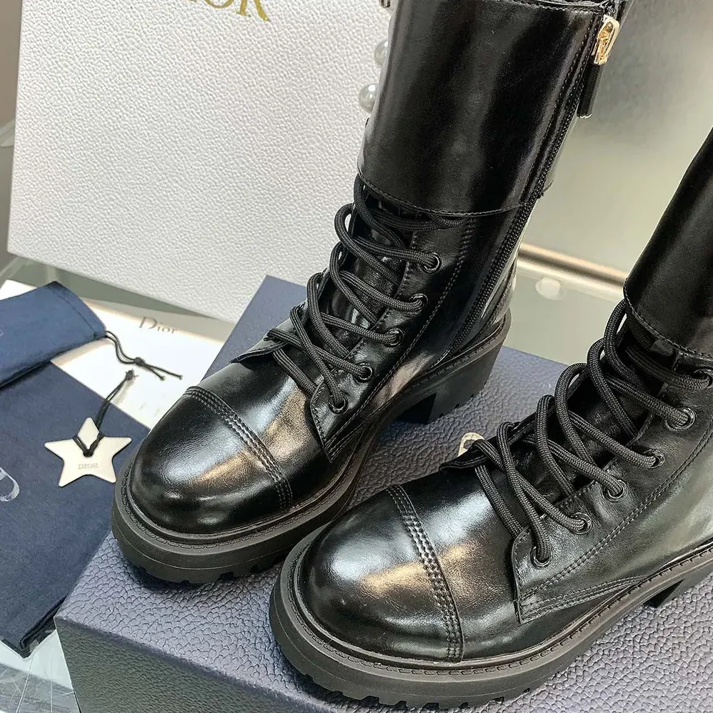 Dior D-Strike Ankle Boot Black Matte Calfskin and White Resin Pearls for Women Dior D-Strike Ankle Boot Black Matte Calfskin and White Resin Pearls for Women