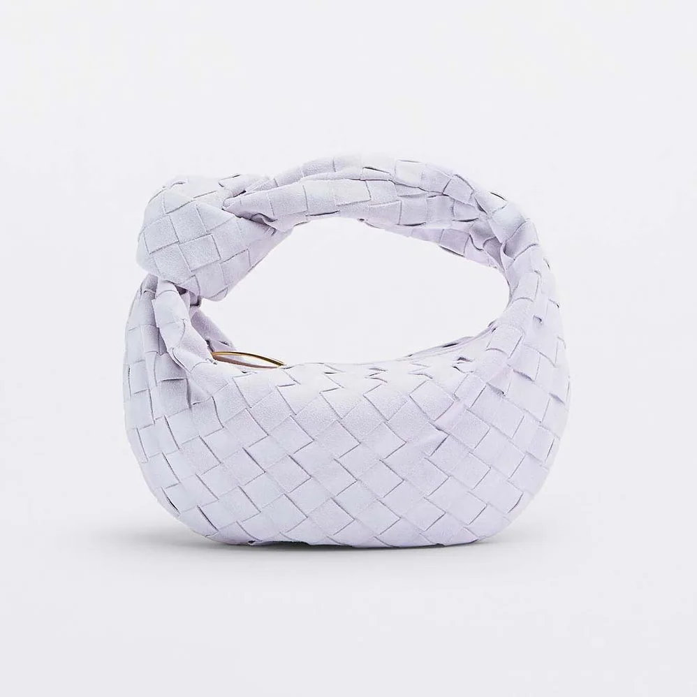 Bottega Veneta Mini Jodie Mini Intrecciato Suede Top Handle Bag for Women in Purple