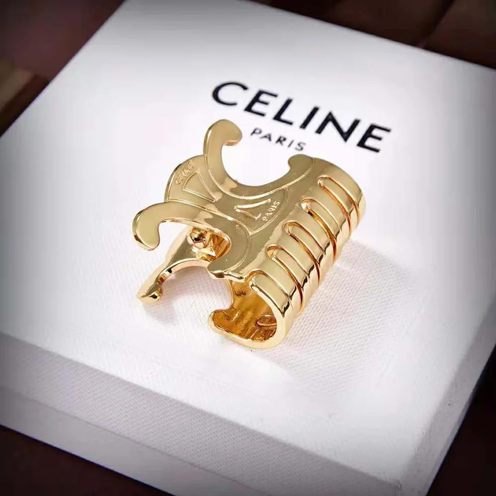 Celine Triomphe Medium Hair Claw in Zamak and Steel with Gold Finish for Women Celine Triomphe Medium Hair Claw in Zamak and Steel with Gold Finish for Women
