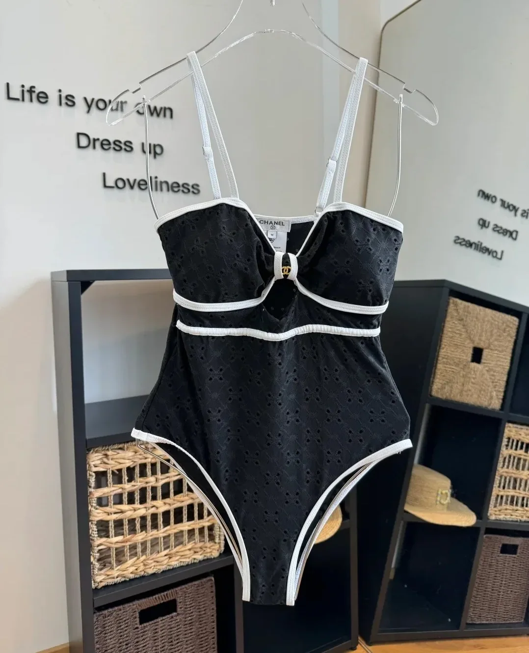 Chanel Cut-Out Interlocking CC One in Piece Swimsuit Black Chanel Cut-Out Interlocking CC One in Piece Swimsuit Black