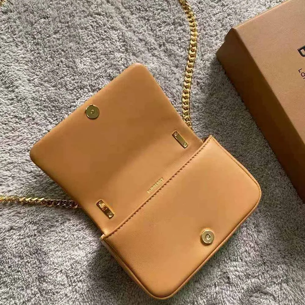 Burberry Mini Quilted Lambskin Lola Bag for Women in Sandy Burberry Mini Quilted Lambskin Lola Bag for Women in Sandy