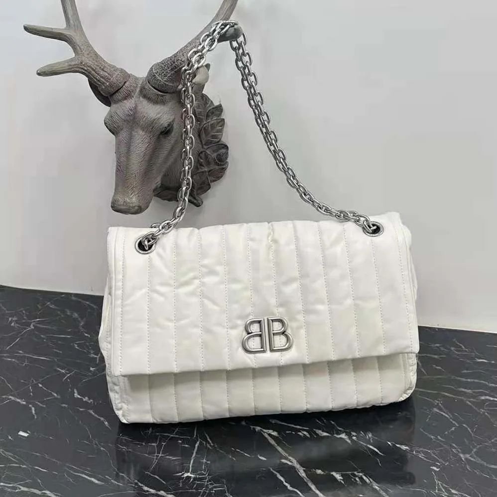 Balenciaga Monaco Medium Chain Bag Quilted in off White for Women