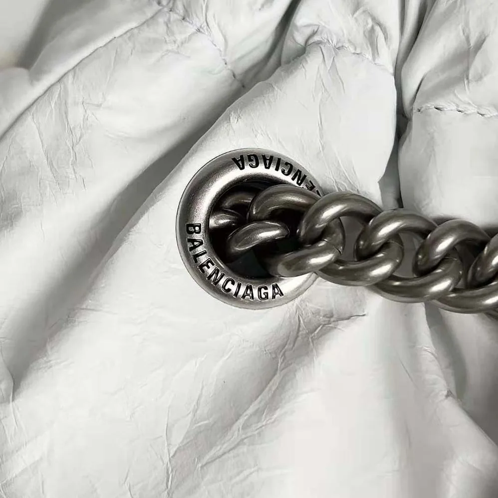 Balenciaga Crush Small Tote Bag in White Crushed Calfskin for Women Balenciaga Crush Small Tote Bag in White Crushed Calfskin for Women