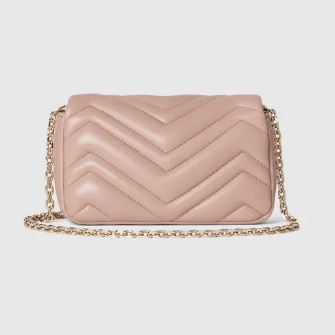 Gucci Marmont Mini Shoulder Bag in Pink Beige Gold Hardware
