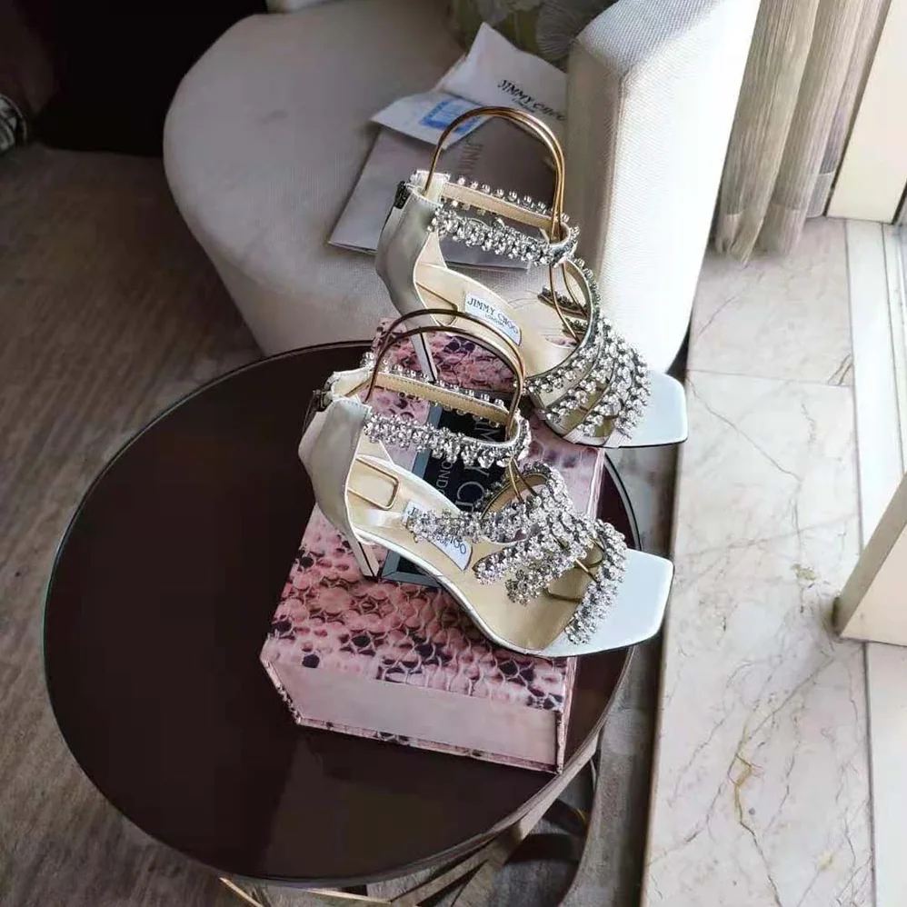 Jimmy Choo Josefine 100 Latte Nappa Sandals with Crystal Embellishment for Women Jimmy Choo Josefine 100 Latte Nappa Sandals with Crystal Embellishment for Women