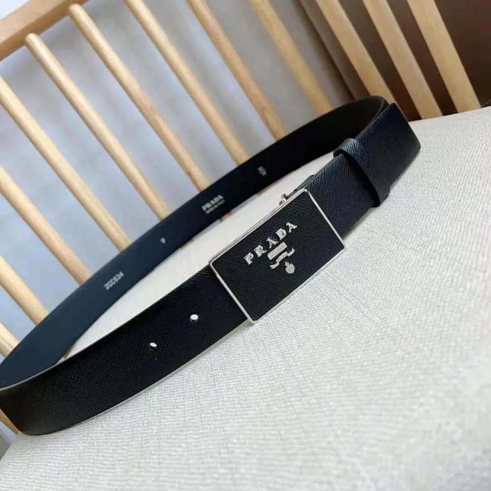 Prada Saffiano Leather Belt for Men in Black Prada Saffiano Leather Belt for Men in Black