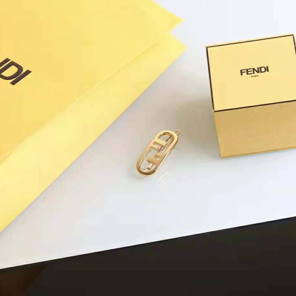 Fendi Hair Clip with Fendi O'Lock Motif for Women in Gold Fendi Hair Clip with Fendi O'Lock Motif for Women in Gold