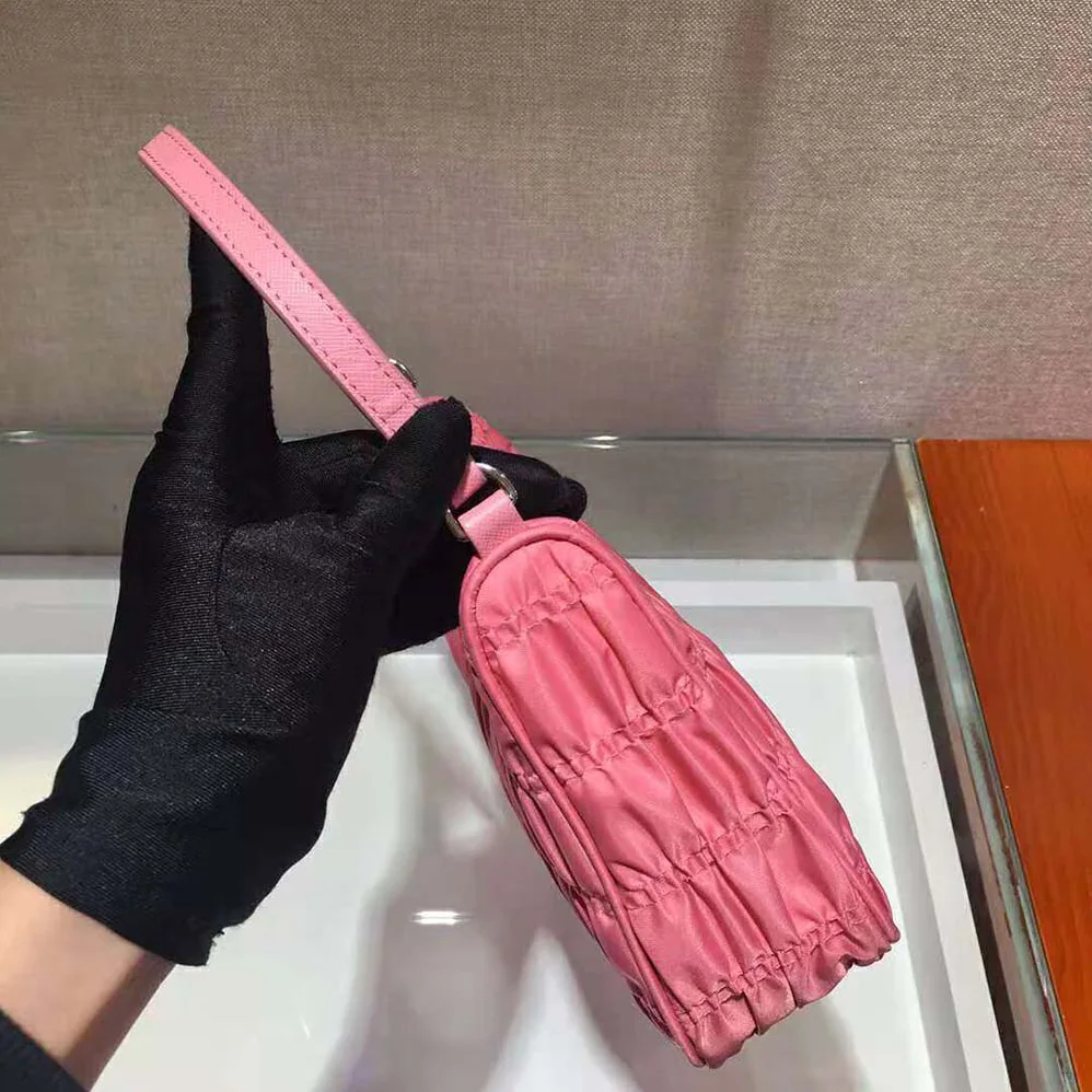 Prada Nylon and Saffiano Leather Mini Bag for Women in Pink