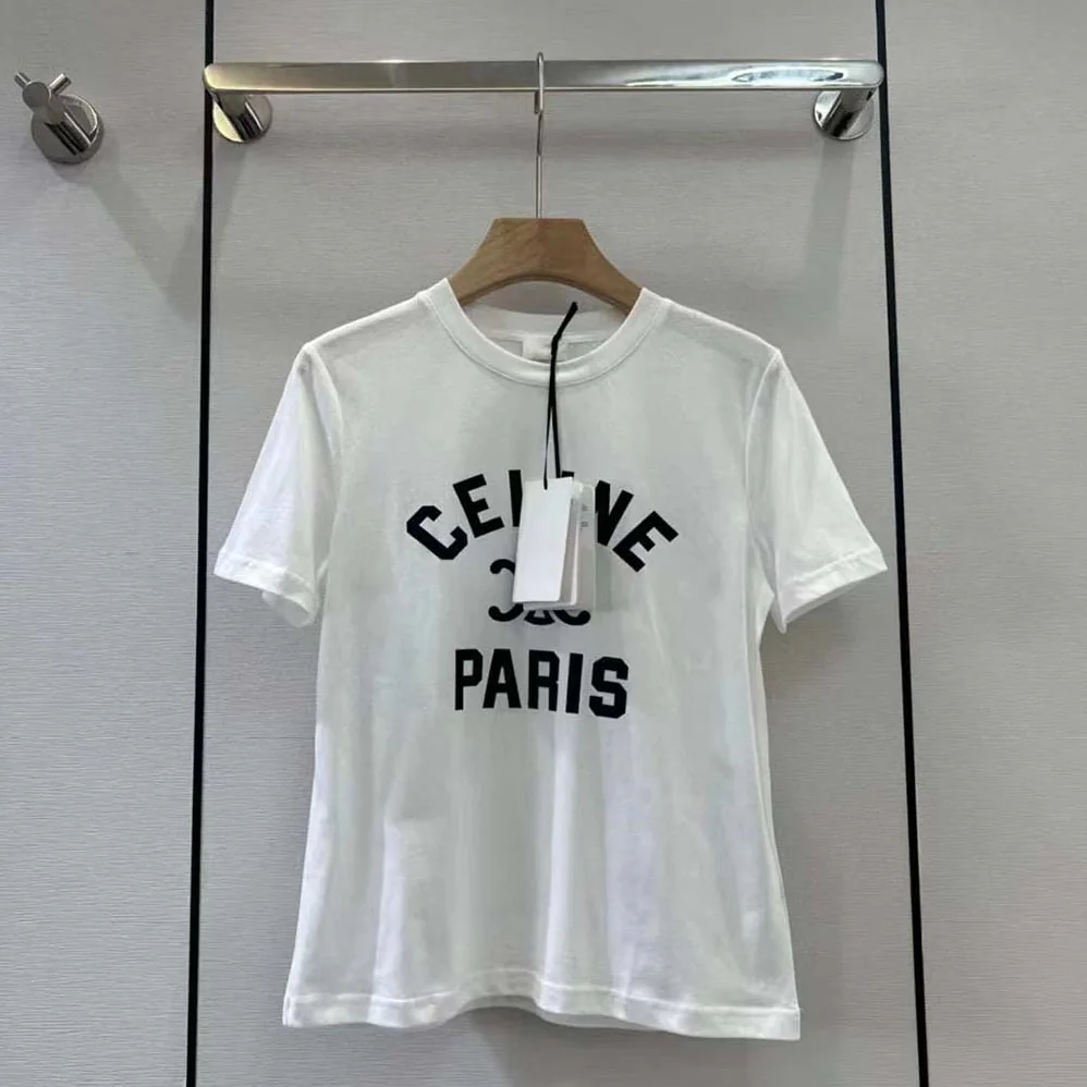Celine Paris T-shirt in Cotton Jersey for Women in White Celine Paris T-shirt in Cotton Jersey for Women in White