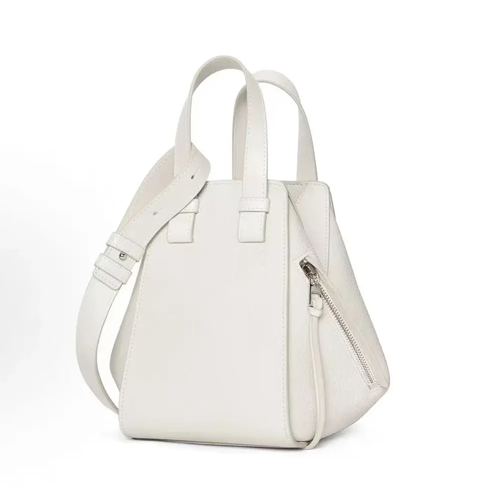 Loewe Compact Hammock Bag in Soft Grained Calfskin for Unisex in White