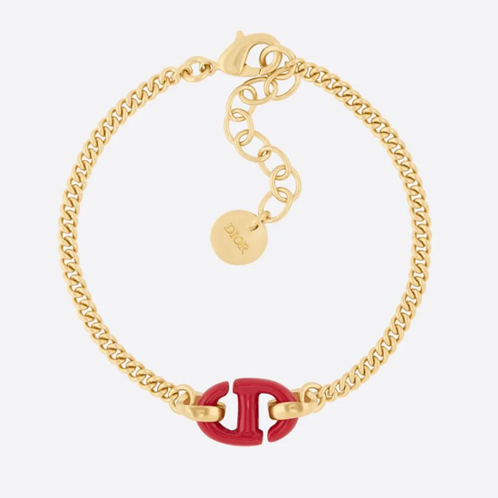 Dior CD Navy Bracelet Gold-Finish Metal and Raspberry Lacquer for Women Dior CD Navy Bracelet Gold-Finish Metal and Raspberry Lacquer for Women