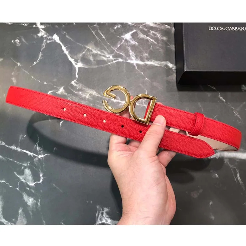 Dolce Gabbana D&G Dauphine Calfskin Belt for Women in Red Dolce Gabbana D&G Dauphine Calfskin Belt for Women in Red