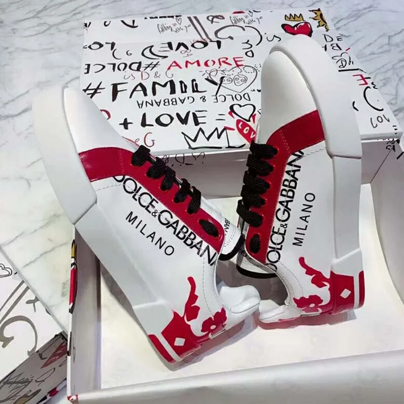 Dolce Gabbana D&G Shoes Portofino Sneakers in Printed Patent Calfskin for Men in Red Dolce Gabbana D&G Shoes Portofino Sneakers in Printed Patent Calfskin for Men in Red
