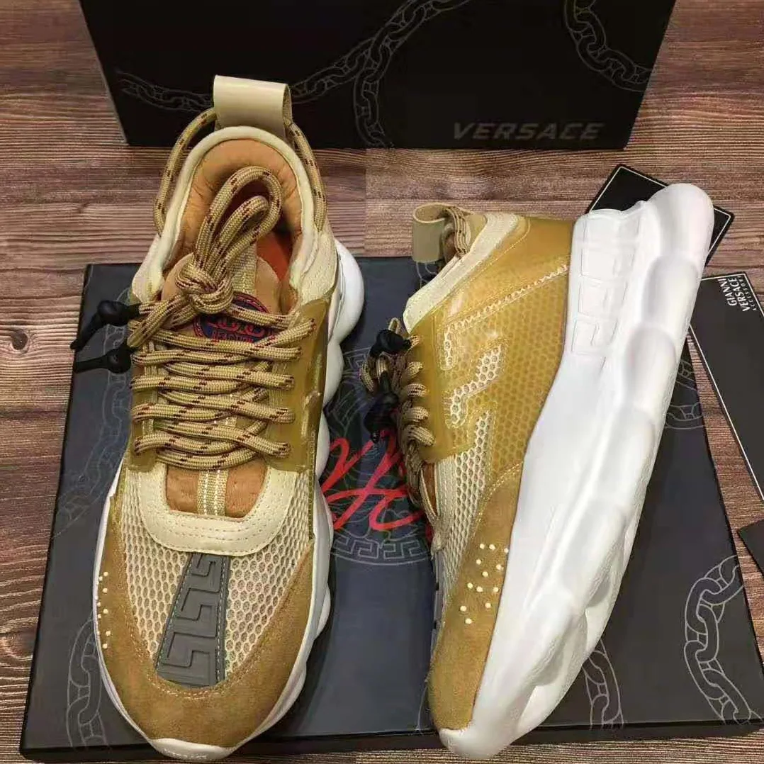 Versace Chain Reaction Sneakers for Men in Gold Versace Chain Reaction Sneakers for Men in Gold